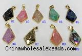 NGP9601 18*25mm faceted plated druzy agate pendants