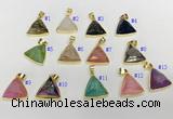 NGP9603 20*20mm faceted triangle plated druzy agate pendants