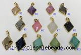 NGP9605 18*25mm faceted diamond plated druzy agate pendants
