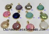 NGP9612 20mm faceted coin plated druzy agate pendants