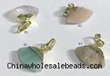 NGP9718 11*16mm fan-shaped  mixed gemstone pendants wholesale