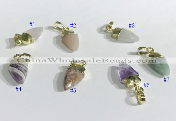 NGP9723 9*15mm arrowhead-shaped  mixed gemstone pendants wholesale