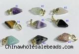 NGP9728 11*15mm arrowhead-shaped  mixed gemstone pendants wholesale