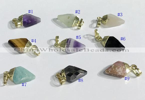 NGP9728 11*15mm arrowhead-shaped  mixed gemstone pendants wholesale