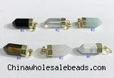 NGP9733 8*20mm sticks-shaped  mixed gemstone pendants wholesale