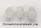 NGP9800 22*35mm - 25*40mm faceted nuggets white jade pendants