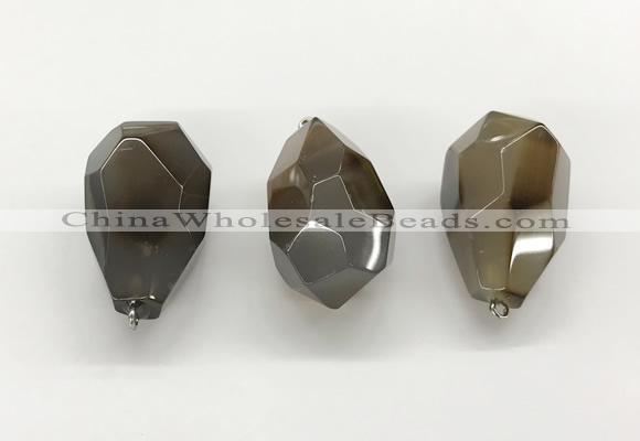 NGP9808 22*35mm - 25*40mm faceted nuggets agate pendants