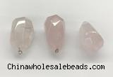 NGP9819 22*35mm - 25*40mm faceted nuggets rose quartz pendants