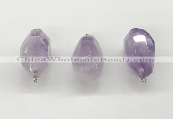 NGP9820 22*35mm - 25*40mm faceted nuggets lavender amethyst pendants
