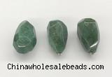 NGP9823 22*35mm - 25*40mm faceted nuggets green aventurine jade pendants