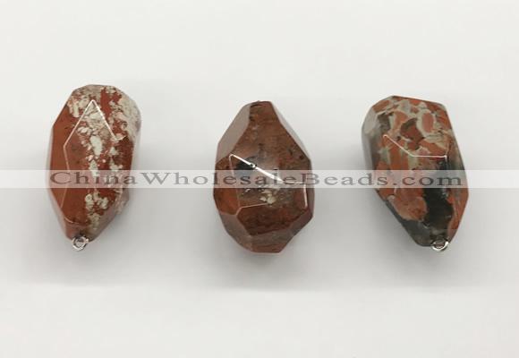 NGP9826 22*35mm - 25*40mm faceted nuggets red jasper pendants