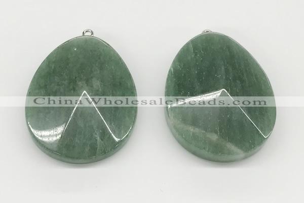NGP9833 32*42mm - 35*45mm faceted nuggets green aventurine jade pendants