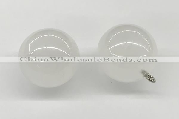 NGP9840 20mm round white jade gemstone pendants