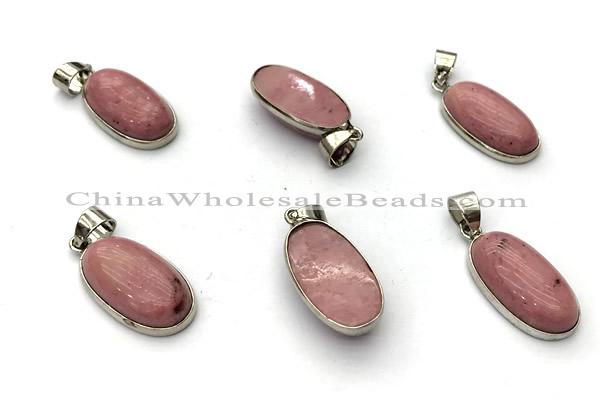 NGP9872 12*20mm oval pink wooden jasper pendant