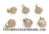 NGP9874 16mm faceted hexagon rose quartz pendant