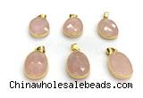 NGP9876 17*22mm faceted oval rose quartz pendant