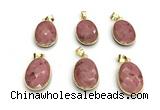 NGP9877 17*22mm faceted oval pink wooden jasper pendant