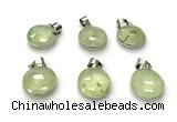 NGP9892 16mm faceted coin prehnite pendant