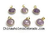 NGP9897 16mm faceted coin amethyst pendant