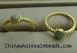 NGR1052 4mm coin amazonite gemstone rings wholesale