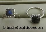 NGR1067 8*8mm square labradorite gemstone rings wholesale