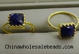 NGR1075 8*8mm square lapis lazuli gemstone rings wholesale