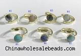 NGR1100 10mm faceted coin  mixed gemstone rings wholesale