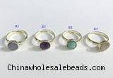 NGR1102 10mm faceted coin  mixed gemstone rings wholesale