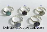 NGR1103 10mm faceted coin  mixed gemstone rings wholesale