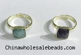 NGR1104 10mm faceted square  mixed gemstone rings wholesale