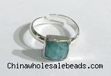 NGR1105 10mm faceted square  amazonite gemstone rings wholesale
