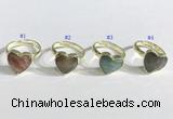 NGR1107 13mm faceted heart  mixed gemstone rings wholesale