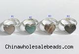 NGR1108 13mm faceted heart  mixed gemstone rings wholesale