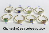 NGR1113 8mm square  mixed gemstone rings wholesale