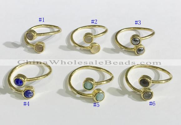 NGR1115 6mm coin  mixed gemstone rings wholesale