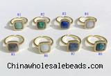 NGR1132 12mm square mixed gemstone gemstone rings wholesale