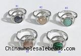 NGR1136 7mm - 11mm flat round mixed gemstone gemstone rings wholesale