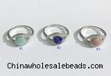 NGR1137 7mm flat round mixed gemstone gemstone rings wholesale