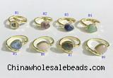 NGR1143 8*10mm faceted flat droplet mixed gemstone rings wholesale