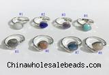 NGR1144 8*10mm faceted flat droplet mixed gemstone rings wholesale