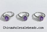 NGR1145 6*8mm faceted oval amethyst gemstone rings wholesale