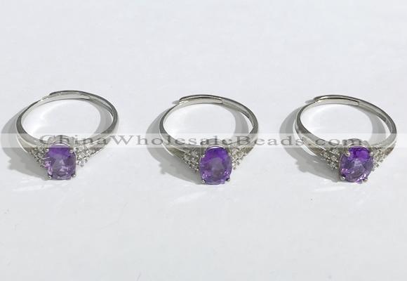 NGR1146 6*8mm faceted oval amethyst gemstone rings wholesale