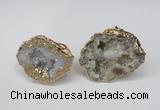 NGR126 30*40mm - 35*45mm freeform plated druzy quartz rings