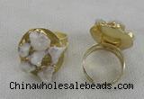 NGR175 25*30mm druzy agate gemstone rings wholesale