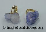 NGR18 18*25mm - 25*30mm nuggets plated druzy quartz rings