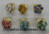 NGR181 25*30mm druzy agate gemstone rings wholesale