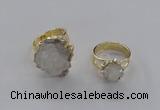 NGR203 10*14mm – 20*25mm freeform druzy agate gemstone rings