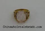 NGR2041 10*15mm faceted oval rose quartz gemstone rings