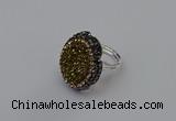 NGR2135 22*28mm - 22*30mm flower plated druzy agate rings