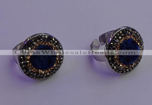 NGR2142 20mm - 22mm coin plated druzy agate gemstone rings